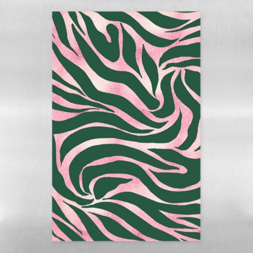 Elegant Green Rose Gold Glitter Zebra Magnetic Dry Erase Sheet