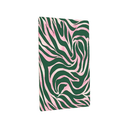 Elegant Green Rose Gold Glitter Zebra Metal Print