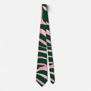 Elegant Green Rose Gold Glitter Zebra Neck Tie