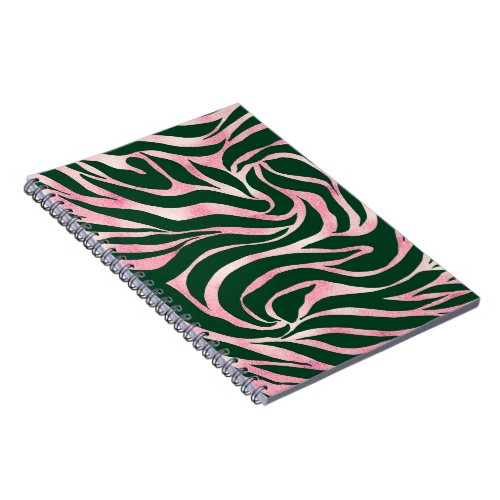 Elegant Green Rose Gold Glitter Zebra Notebook