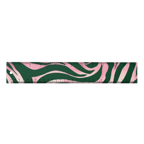 Elegant Green Rose Gold Glitter Zebra Ruler