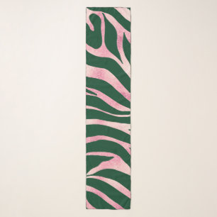 Elegant Green Rose Gold Glitter Zebra Scarf