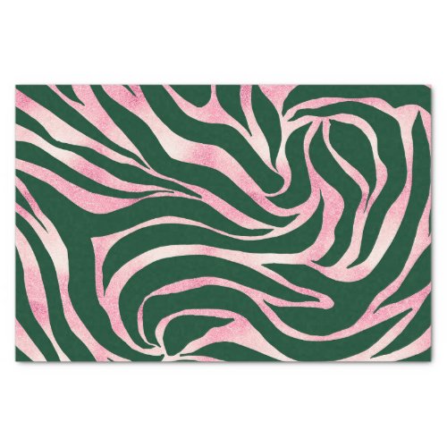 Elegant Green Rose Gold Glitter Zebra Tissue Paper