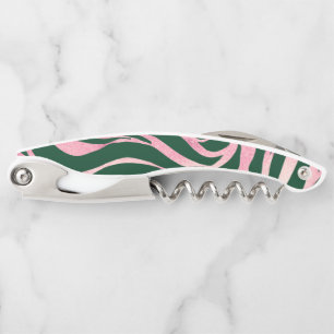 Elegant Green Rose Gold Glitter Zebra Waiter's Corkscrew