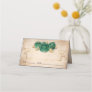 Elegant Green Rose Gold Parchment Folded Table Place Card