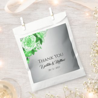 Elegant Green Roses on Silver Wedding 