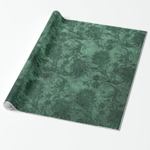 Elegant green royal damask floral pattern wrapping paper
