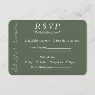 Elegant Green RSVP with Entree Selection Card