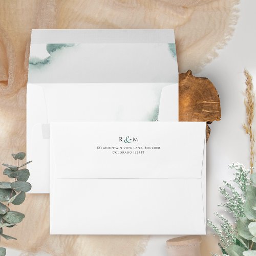 Elegant Green Sage Watercolor Wedding Envelope