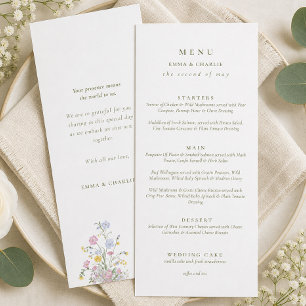 Elegant Green Script Double Side Wedding  Menu