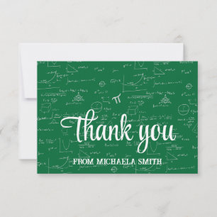 Elegant Green Script Mathematics Graduation Thank You Card