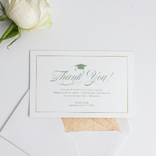 Elegant Green Script Thank You Grad Hat Graduation Card
