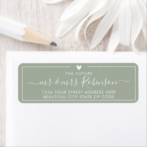Elegant Green Script Wedding Return Address Label