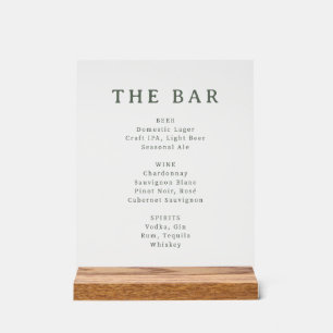 Elegant Green Serif Bar Menu Sign
