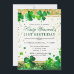 Elegant Green Shamrock 21st Birthday Invitation<br><div class="desc">Celebrate in style with this festive birthday invitation featuring green shamrocks,  gold confetti,  and a clean white background. A glitter-inspired border and refined typography add charm and sophistication—perfect for milestone birthdays,  springtime parties,  and St. Patrick’s Day-themed events.</div>
