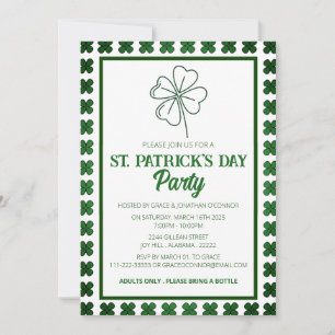 Elegant Green Shamrock St. Patrick's Day Party Invitation