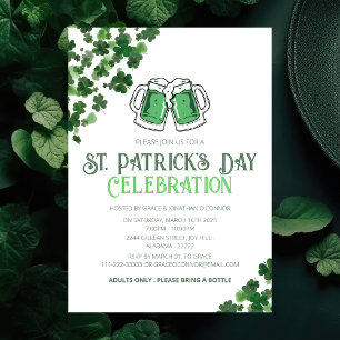 Elegant Green Shamrock St. Patrick's Day Party Invitation
