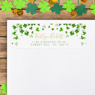 Elegant Green Shamrocks Irish St. Patrick's Day Label