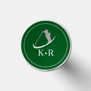 Elegant Green Silver Golf player Monogram Golf Tees