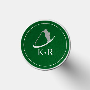 Elegant Green Silver Golf player Monogram Tees