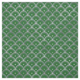 Elegant Green Silver Scale Art Deco Fabric