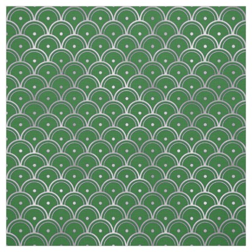 Elegant Green Silver Scale Art Deco Fabric