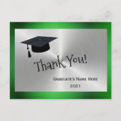 Elegant Green Silver Thank You Graduation Postcard (Front)