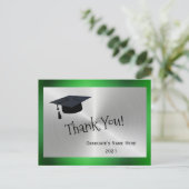 Elegant Green Silver Thank You Graduation Postcard (Standing Front)