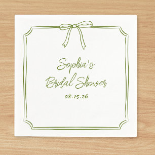 Elegant Green Simple Classic Bow Bridal Shower Napkins
