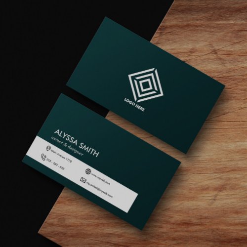 Elegant Green Simple Minimal Modern Luxury Custom Business Card