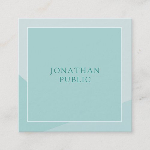 Elegant Green Simple Template Professional Modern Square Business Card