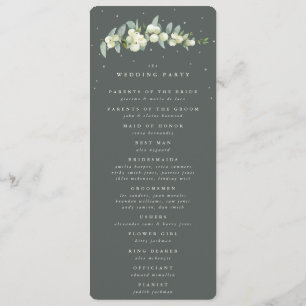Elegant Green Snowberry+Eucalyptus Stem Wedding Program