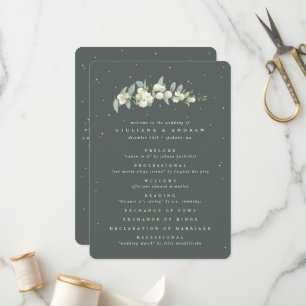 Elegant Green Snowberry+Eucalyptus Stem Wedding Program