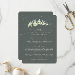 Elegant Green Snowberry+Eucalyptus Stem Wedding Program