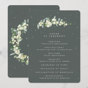 Elegant Green Snowberry+Eucalyptus Stem Wedding Program
