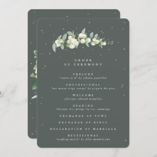 Elegant Green Snowberry+Eucalyptus Stem Wedding Program