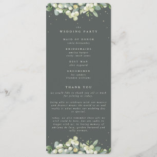 Elegant Green Snowberry+Eucalyptus Stem Wedding Program
