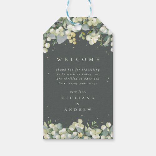 Elegant Green SnowberryEucalyptus Wedding Welcome Gift Tags