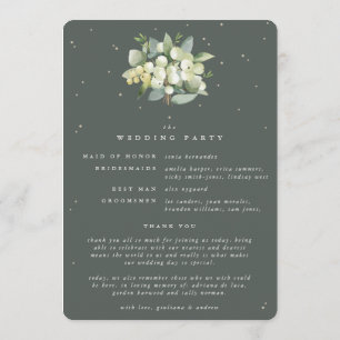 Elegant Green Snowberry+Eucalyptus Winter Wedding Program