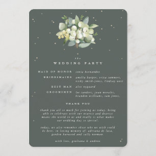 Elegant Green Snowberry+Eucalyptus Winter Wedding Program