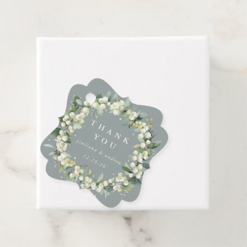 Elegant Green SnowberryEucalyptus Wreath Wedding Favor Tags
