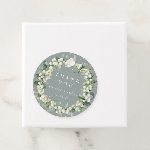 Elegant Green SnowberryEucalyptus Wreath Wedding Favor Tags