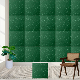 Elegant Green Snowflake Pattern- Festive Winter Ceramic Tile