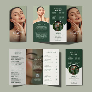 Elegant Green Spa & Beauty Salon Trifold Brochure