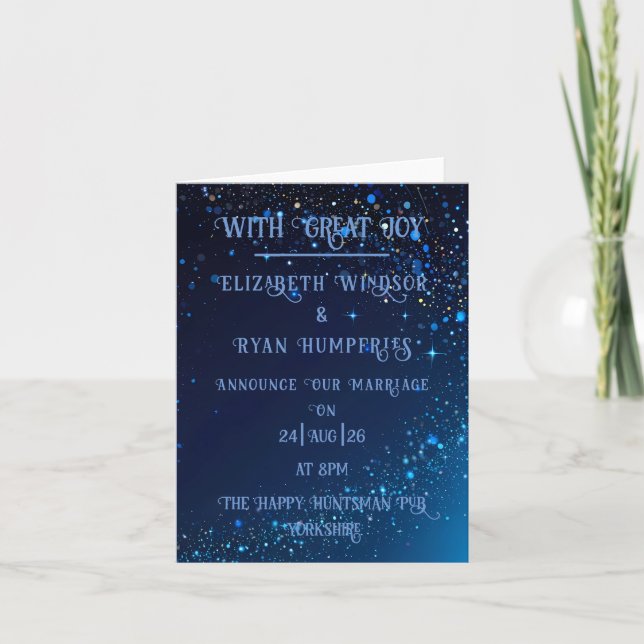 Elegant Green Sparkle Design for Wedding  Announcement (Front)