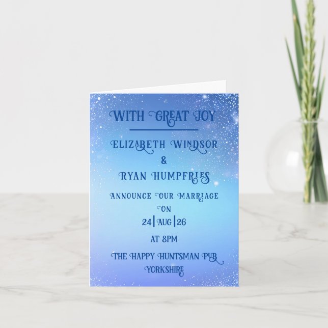 Elegant Green Sparkle Design for Wedding  Announcement (Front)