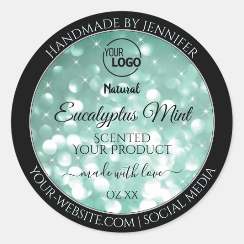 Elegant Green Sparkle Glitter Logo Product Labels