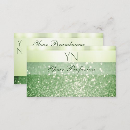 Elegant Green Sparkling Glitter Monogram Shimmery Business Card