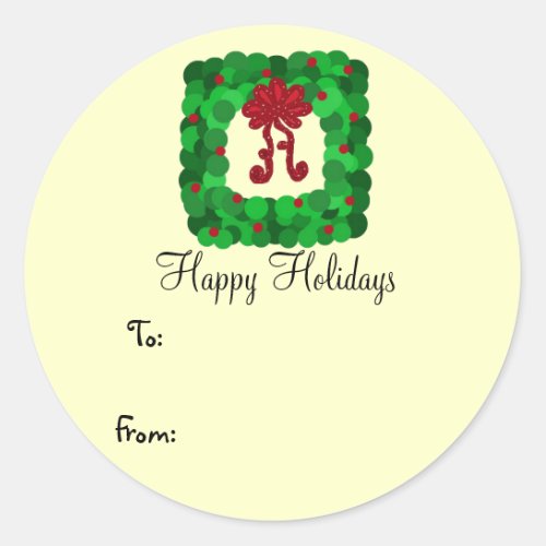 Elegant Green Square Wreath Gift Tag