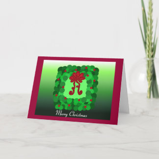 Elegant Green Square Wreath Holiday Card